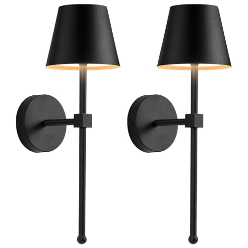 VISDANFO Akku Wandleuchte Kabellose 2er Set,5200mAh Kleine LED Wandleuchten mit Fernbedienung,3 Farben Dimmbare Wandleuchte für Wohnzimmer,Schlafzimmer, Flur,Aussen,Geschenke(Schwarz) von VISDANFO
