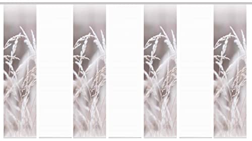 VISION S 84186 | Gordo Schiebegardine, halbtransparent, Bambus-Optik 260x60 cm, Farbe:Natur, Größe:260 x 60 cm, Anzahl:7er Set (4X Bedruckt. 3X Uni) von VISION S