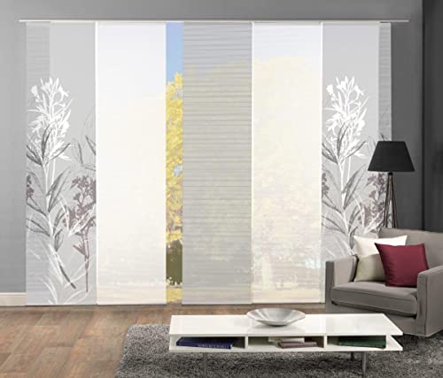 VISION S 95653-0307 | 5er-Set Schiebegardine SEMORA | halb-transparenter Stoff in Bambus-Optik | 5X 260x60 cm | Farbe: Grau VISION S 95653-0307 | 5er-Set Schiebegardine SEMORA | halb-transparenter Stoff in Bambus-Optik | 5X 260x60 cm | Farbe: Grau von Vision S