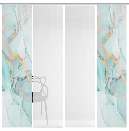 VISION S MARMOSA Schiebegardine, halbtransparent, Bambusoptik, 260x60 cm, Farbe:Mint, Größe:260 x 60 cm, Anzahl:4er Set (2X, 2X) von VISION S