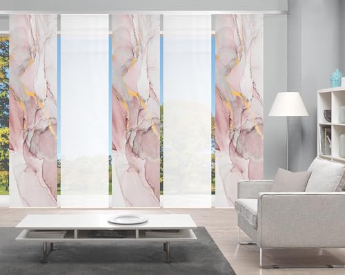 Vision S 5er-Set Schiebevorhänge MARMOSA, halbtransparent, Höhe 260 cm, Rose von VISION S