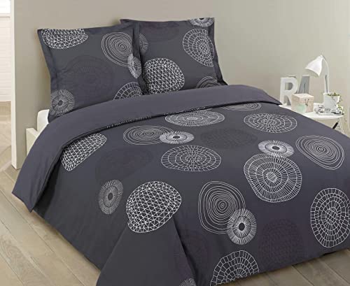 Vision - Bettwäsche – Bettbezug Fabrizio Grau – 240 x 220 cm mit 2 Kissenbezügen – 100% Baumwolle von VISION