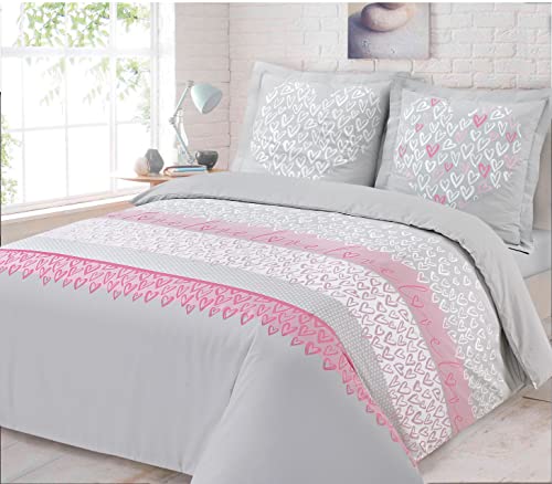 Vision - Bettwäsche Happy Love – Bettbezug 260 x 240 cm mit 2 passenden Kissenbezügen 65 x 65 cm – 100 % Baumwolle von VISION
