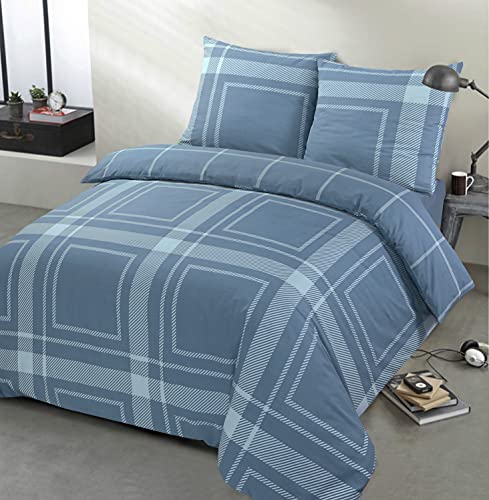 Vision - Wendebettwäsche Carlo – Set Bettbezug 240 x 220 cm mit 2 Kissenbezügen für Standardbetten für Doppelbett – 100 % Baumwolle von VISION