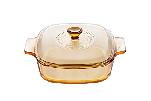 VISIONS Pyroceram Reverse Square Kasserolle mit Glasabdeckung, Braun, 22,3 x 17,5 x 5,3 cm von VISIONS