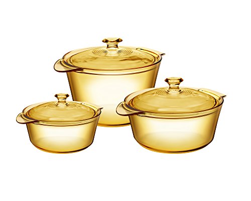 Visions pyroceram Glas Flair und Töpfe Kochtopf Topf-Set, braun, 50.5 x 25,6 x 19 cm von VISIONS