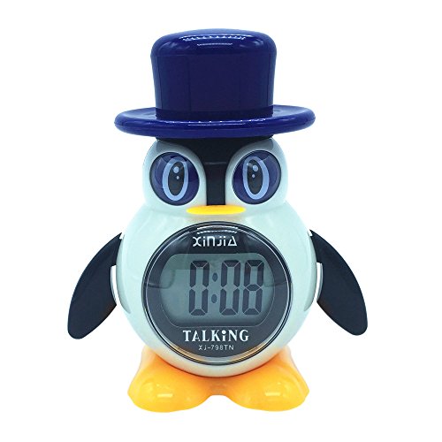 VISIONU Sprechender Wecker in Spanisch, Typ Pinguin, LCD-Alarm mit Stimme, Uhr mit großem Digital-Display von VISIONU