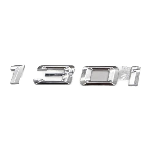 VISIYUBL Chrom glänzend Silber ABS Zahl Buchstaben Wort Kofferraum Abzeichen Emblem Buchstabe Aufkleber Aufkleber Passend for BMW 1er Serie 130i von VISIYUBL