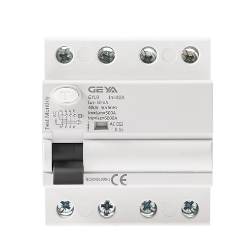 GYL9 AC Fehlerstromschutzschalter Differentialschutzschalter Sicherheitsschalter 4P 25A 40A 63A 80A 100A ELCB 30mA 100mA 300mA (Color : 30mA, Size : 4P 40A) von VISKEE