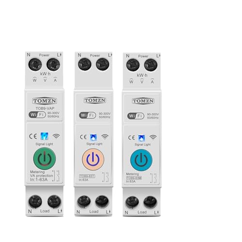TOB9-63M 63A 1P + N WIFI Smart Switch Elektrische Energie Meter KWH Metering Überwachung Circuit Breaker Timer Relais MCB TUYA Smartlife (Color : 63A, Size : TOB9-63T No metering) von VISKEE