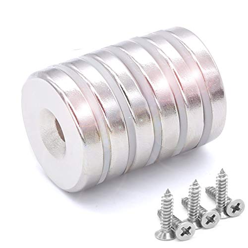 6 Stück Scheiben Magnete 10 KG Zugkraft 25 x 5 mm mit Senkkopf Loch und 6 Schrauben von Dudu Cream