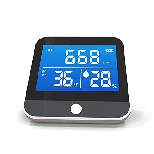 CO2-Messgerät mit Alarm, VISLONE 3 in 1 DM306CKohlendioxid-Luftqualitätsdetektor für Zuhause und Arbeitsplatz, einstellbare Schwellenwerte, wiederaufladbarer Akku von VISLONE