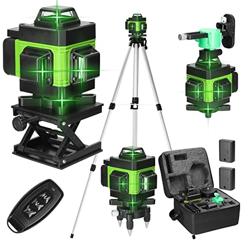 Kreuzlinienlaser mit Stativ, Multifunktionaler 4D-Laser mit 16 Linien,selbstnivellierende Maschine, USB-wiederaufladbares Lithium-Batterie-Nivelliergerät mit ，2 * 2400 mAh Batterien von VISLONE