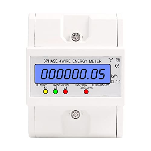 VISLONE 3 Phase 4 Wire Energy Meter 220/380V 5-80A Energy Consumption kWh Meter DIN Rail Installation Digital Electric Power Meter with LCD Backlight Display von VISLONE