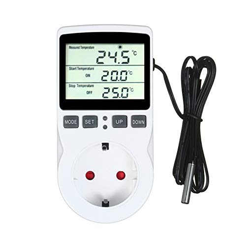 VISLONE Reptilien Thermostat, Digitaler Thermostatregler mit Timer und Sonde für temperaturgesteuerte Steckdosen für Terrarium-Aquarium-Reptilien mit Treibhaussaatkeimung von VISLONE