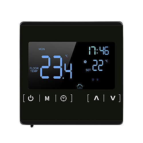 VISLONE Thermostat Raumthermostat, Smart LCD Touchscreen Thermostat für zu Hause programmierbare elektrische Fußbodenheizung Wasserheizungsthermoregulator AC 85-250V Temperaturregler(Schwarz) von VISLONE