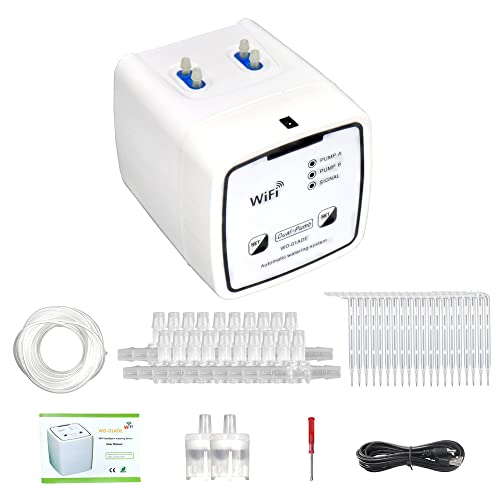 Vislone Intelligentes WIFI-Bewässerungsgerät Doppelpumpe Zeitgesteuertes automatisches Tropfbewässerungssystem Remote-APP-Controller für Gartenterrassen-Topfpflanzenblumen von VISLONE