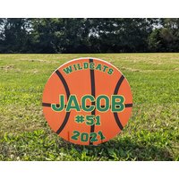 Basketball Yard Schilder Personalisiert Mit Team, Namen, Nummer, & Jahr von VISPRONET