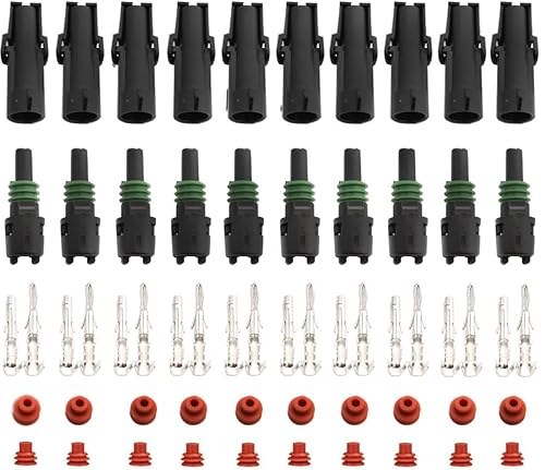 VISSQH 10 Set (20 Stücke) Auto Elektrischer Anschluss Stecker,1 Poligkfz stecker,2,5 mmWasserdichte KFZ Kabel Steckverbinder für LKW Auto Motorrad von VISSQH