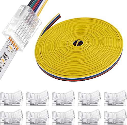 VISSQH 10 m 6-Pin LED Strip Extension Cable DC 12V-24V Connection Cable+ 10 Pack 6pin 12mm LED Strip Connector for SMD 3528 2835 5050 5630 Plain LED strip & other DC 12 V, 24 V LED lighting von VISSQH