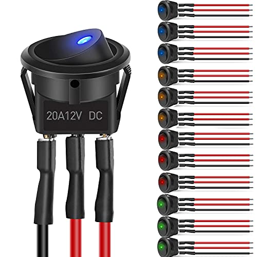 VISSQH 12 PCS Wippschalter 12V Rund Kippschalter KFZ Schalter 12V,LED Wippschalter 3 Pin Wippschalter 12V 20A,Vorverkabelt SPST On/Off, für Auto Boot LKW VISSQH 12 PCS Wippschalter 12V Rund Kippschalter KFZ Schalter 12V,LED Wippschalter 3 Pin Wippschalter 12V 20A,Vorverkabelt SPST On/Off, für Auto Boot LKW von VISSQH
