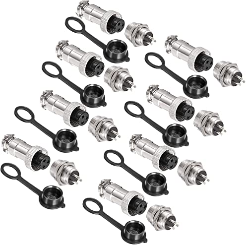 VISSQH 16pcs GX12 3 Pin Panel Metal Mounting Round Aviation Plug, 12 mm Male/Female Aviation Plug Cable Connector 3-Pin+Rubber Protective Cap and Screwdriver von VISSQH