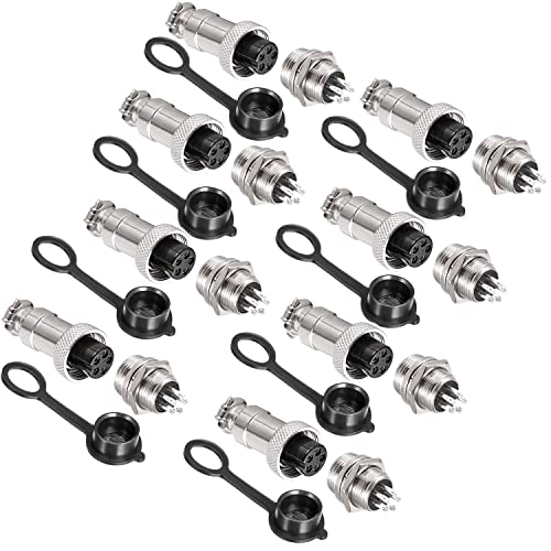 VISSQH 16pcs GX12 5 Pin Panel Metal Mounting Round Aviation Plug, 12 mm Male/Female Aviation Plug Cable Connector 5-Pin+Rubber Protective Cap and Screwdriver VISSQH 16pcs GX12 5 Pin Panel Metal Mounting Round Aviation Plug, 12 mm Male/Female Aviation Plug Cable Connector 5-Pin+Rubber Protective Cap and Screwdriver von VISSQH