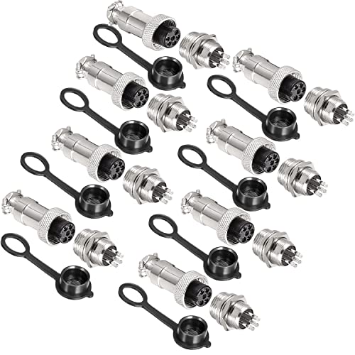 VISSQH 16pcs GX12 6 Pin Panel Metal Mounting Round Aviation Plug, 12 mm Male/Female Aviation Plug Cable Connector 6-Pin+Rubber Protective Cap and Screwdriver von VISSQH