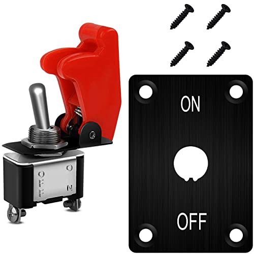 VISSQH 1PCS 12V/20A Auto Kippschalter, Kippschalter Grün LED Licht Schalter,SPST 3-pin EIN/AUS Wippschalter,mit Wasserfester Kappe mit Installationsplatte für RV, Auto, Yacht, Marine von VISSQH