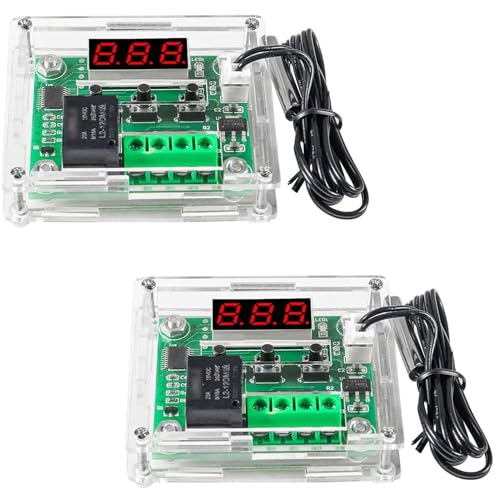 VISSQH 2 Stücke DC 12v Temperature Controller,W1209 LED Digital Thermostat Temperaturschalter Modul Bord -50~110°C mit Wasserdichten Sensor Sonde von VISSQH