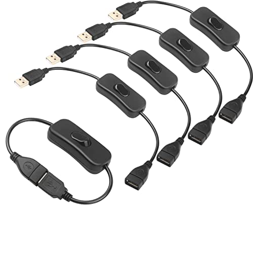 VISSQH 5pcs USB Cable Switch,USB Male to Female Cable with On/Off Switch USB Extension Inline Rocker Switch for Driving Recorder LED Desk Lamp USB Fan LED Strip(Black) von VISSQH