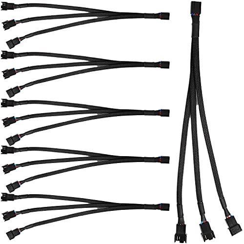 VISSQH 6 PWM Lüfter Verlängerungskabel 3-Pin /4-Pin, CPU fan splitter,PC Computer Ventilator Energien Kabel 1 bis 3 Konverter Schwarzes Lüfterkabel Y Splitter für Computer PC Lüfterkabel von VISSQH