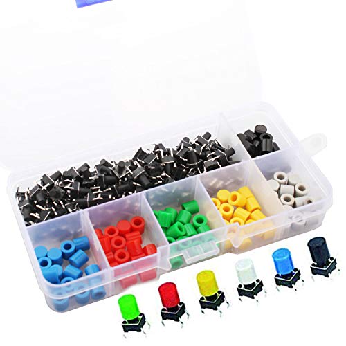 VISSQH 90Pcs Micro Momentary Drucktastenschalter,Taktilen Druckschalter Micro,Arduino Mikroschalter,Mikroschalter DIY 6x6x9mm 6 Farbkappe 4 Pin Verwendet in den PCB VISSQH 90Pcs Micro Momentary Drucktastenschalter,Taktilen Druckschalter Micro,Arduino Mikroschalter,Mikroschalter DIY 6x6x9mm 6 Farbkappe 4 Pin Verwendet in den PCB von VISSQH