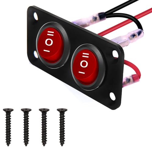 VISSQH Rot Runde kippschalter,12V EIN/AUS/EIN Wippschalter,3 Polige 6A/250V 10A/125V Runde Schalter,2 Gang Wippschalter Panel für Auto Boot,Haushaltsgeräten,Motorrädern usw. von VISSQH