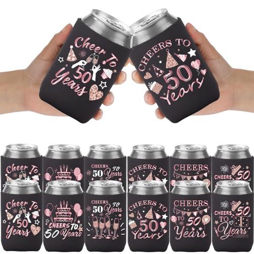 Dosenkühler zum 50. Geburtstag für Frauen, 12 Stück Cheers and Beers to 50 Years 1975 Vintage Rose Gold Dosen Kühler für 50. Geburtstag Party Dekorationen Gastgeschenke Dosenkühler zum 50. Geburtstag für Frauen, 12 Stück Cheers and Beers to 50 Years 1975 Vintage Rose Gold Dosen Kühler für 50. Geburtstag Party Dekorationen Gastgeschenke von VISSTREE