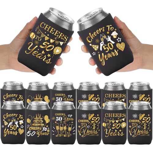 Party-Dekorationen zum 50. Geburtstag für Männer – 12 Stück Prost und Bier bis 50 Jahre Geburtstag Dosen-Kühlerhüllen 50. Bier schwarz gold Bierdosen Kühler für 50 Jahre alte Partygeschenke Zubehör Party-Dekorationen zum 50. Geburtstag für Männer – 12 Stück Prost und Bier bis 50 Jahre Geburtstag Dosen-Kühlerhüllen 50. Bier schwarz gold Bierdosen Kühler für 50 Jahre alte Partygeschenke Zubehör von VISSTREE