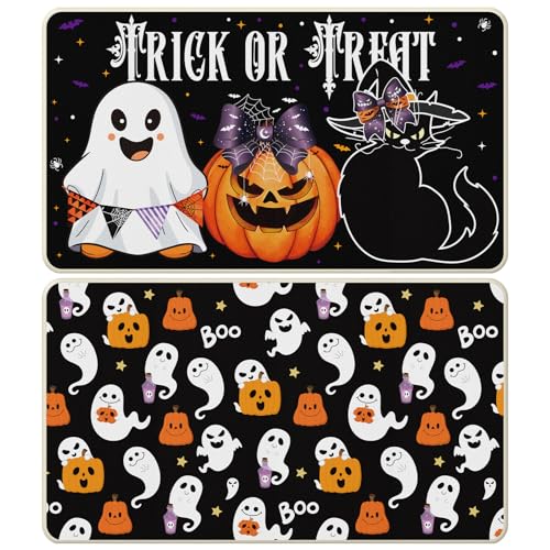 VISSTREE Halloween-Fußmatte, 2er-Set, Trick or Treat Fußmatte mit Gummi, gruseliger Kürbis-Geist, rutschfest, saugfähig, Türteppiche für Halloween, Urlaub, Innen- und Außenbereich, Heimboden-Teppich VISSTREE Halloween-Fußmatte, 2er-Set, Trick or Treat Fußmatte mit Gummi, gruseliger Kürbis-Geist, rutschfest, saugfähig, Türteppiche für Halloween, Urlaub, Innen- und Außenbereich, Heimboden-Teppich von VISSTREE