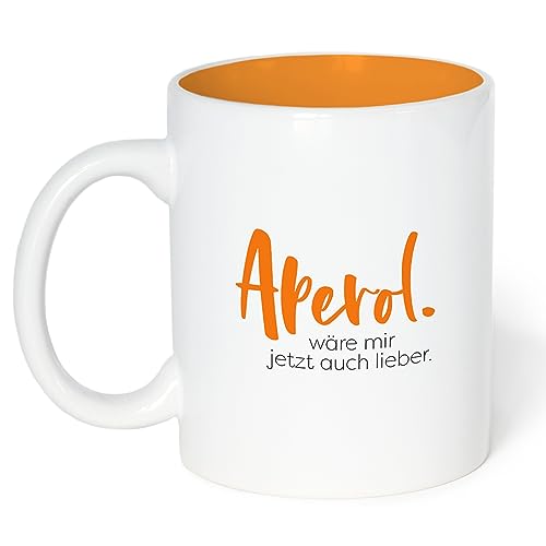 VISUAL STATEMENTS - Aperol Tasse mit Spruch - Kaffeetasse aus Keramik - Lustige Tasse mit Innenfarbe - Geschenkidee von VISUAL STATEMENTS