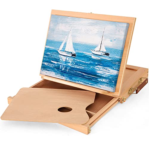 VISWIN 26 x 33 cm Tischstaffelei mit Schublade und Palette, verstellbarer Tischskizzenkasten, Malkasten aus massivem Buchenholz für Anfänger, Studenten, für Leinwände, Tafeln oder Bücher VISWIN 26 x 33 cm Tischstaffelei mit Schublade und Palette, verstellbarer Tischskizzenkasten, Malkasten aus massivem Buchenholz für Anfänger, Studenten, für Leinwände, Tafeln oder Bücher von VISWIN
