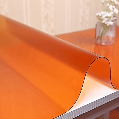 VISZC Tischdecke transparente Glasklar Folie aus PVC -2mm-Runde -Braun -100cmΦ Tischläufer Tischschutz Abwaschbar Schutzfolie Tischfolie wasserdicht von VISZC