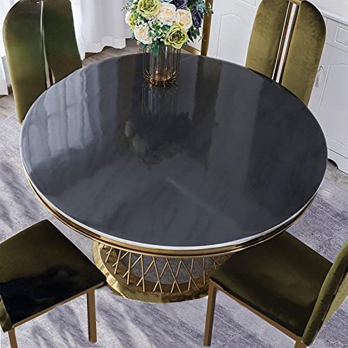 VISZC Tischdecke transparente Glasklar Folie aus PVC -2mm-Runde -Schwarz -100cmΦ Tischläufer Tischschutz Abwaschbar Schutzfolie Tischfolie wasserdicht von VISZC