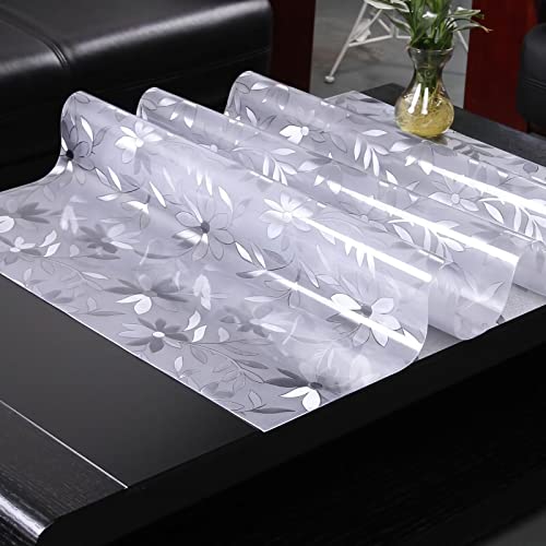 VISZC Tischdecke transparente Tischschutz Folie aus PVC -2mm-Rechteck -Blumen Form -60x100cm Tischläufer Glasklar Folie Abwaschbar Schutzfolie Glasklar Folie wasserdicht Tischschoner Anpassbar von VISZC