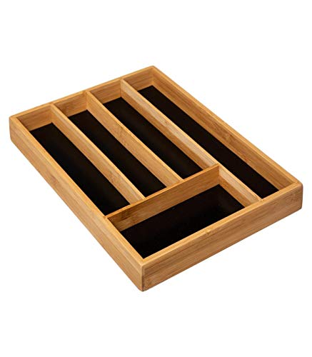 VITA PERFETTA Besteckkasten aus Bambus – Organizer für Küchenschublade mit 5 Fächern – strapazierfähig, langlebig, umweltfreundlich (34 x 25 x 4 cm) von VITA PERFETTA