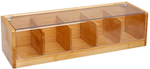 VITA PERFETTA Teebox mit 5 Fächern aus Bambus, Aufbewahrungsbox für Teebeutel (36 x 11 x 9 cm) von VITA PERFETTA