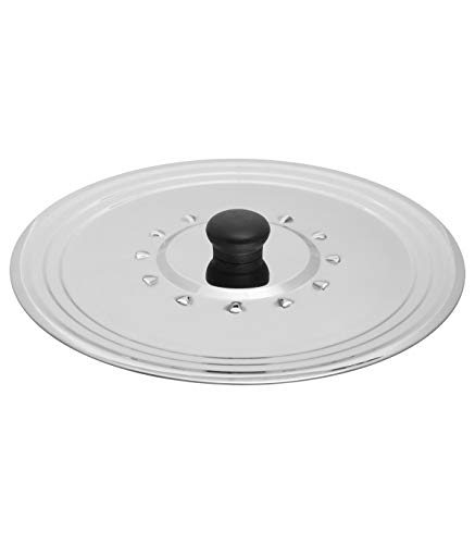 1 x Deckel aus Edelstahl – Universalschutz gegen Spritzer – Dampfloch in verschiedenen Größen – geeignet für Töpfe und Pfannen mit einem Durchmesser von 22, 24, 26 cm von VITA PERFETTA