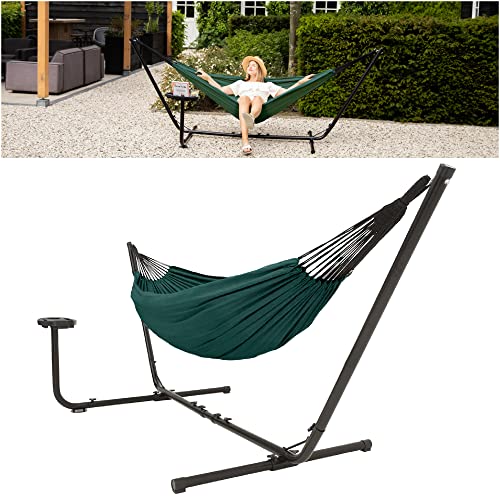 VITA5 Hängematte mit Gestell Outdoor - Hängematte 2 Personen - Doppelhängematte mit Getränkehalter- Tragbare Hängematte 200kg Belastbarkeit (Grün) von VITA5