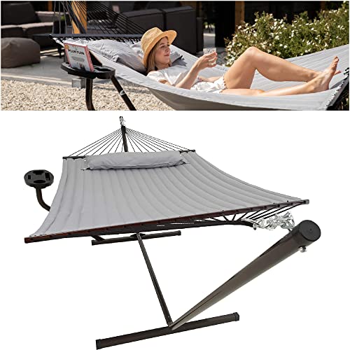 VITA5 Hängematte mit Gestell und Tisch - Hängematte Outdoor für den Garten, Pool & Balkon - Großzügige Hängematten 2 Personen - Doppelhängematte mit Ständer und Beistelltisch - 200 kg Belastbarkeit von VITA5