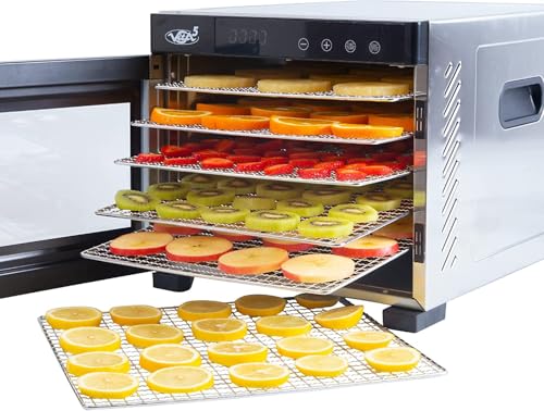 Vita5 Dörrautomat mit 6 Edelstahl-Dörrgitter - Dörrgerät 0,7m² Dörrfläche mit Temperaturregler (35-75°C) – Trocknen von Obst Gemüse Fleisch - 650W 24H Timer-Funktion LED Display - Dehydrator Food von VITA5