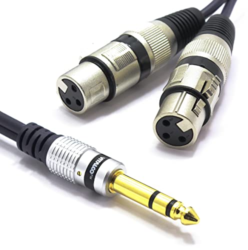 VITALCO 2x XLR Buchse auf Stereo Klinke Kabel 1.5m Mikrofonkabel 3 Polig Weiblich auf 6,3 TRS Klinkenstecker Adapter von VITALCO