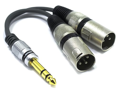 VITALCO 2x XLR Stecker auf 6,3mm Stereo Klinke Adapter Mikrofon 3 Polig auf 6.3 TRS Klinkenstecker Audio Kabel von VITALCO